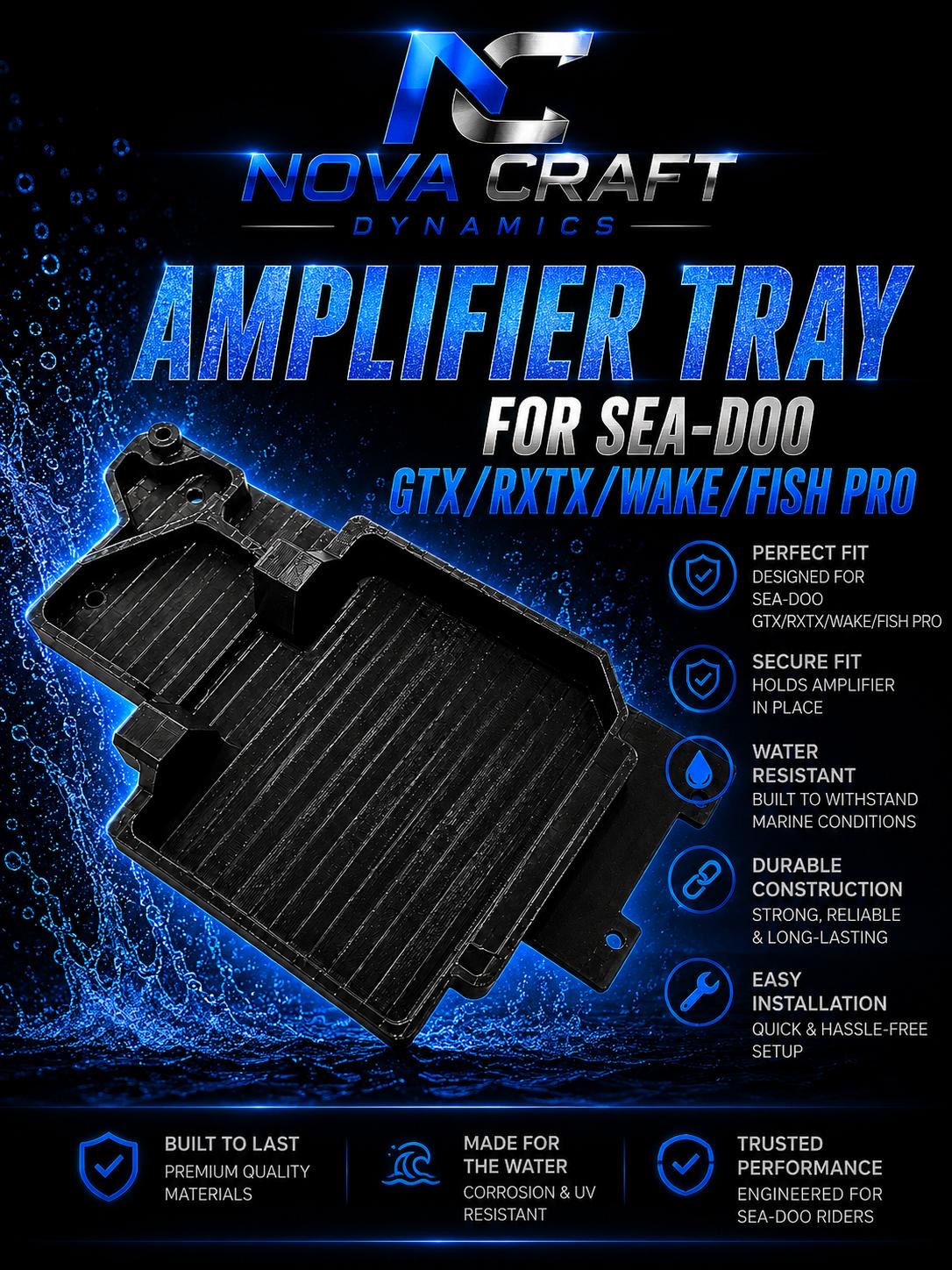 Amplifier Tray for Sea-Doo GTX/RXTX/WAKE/FISH PRO
