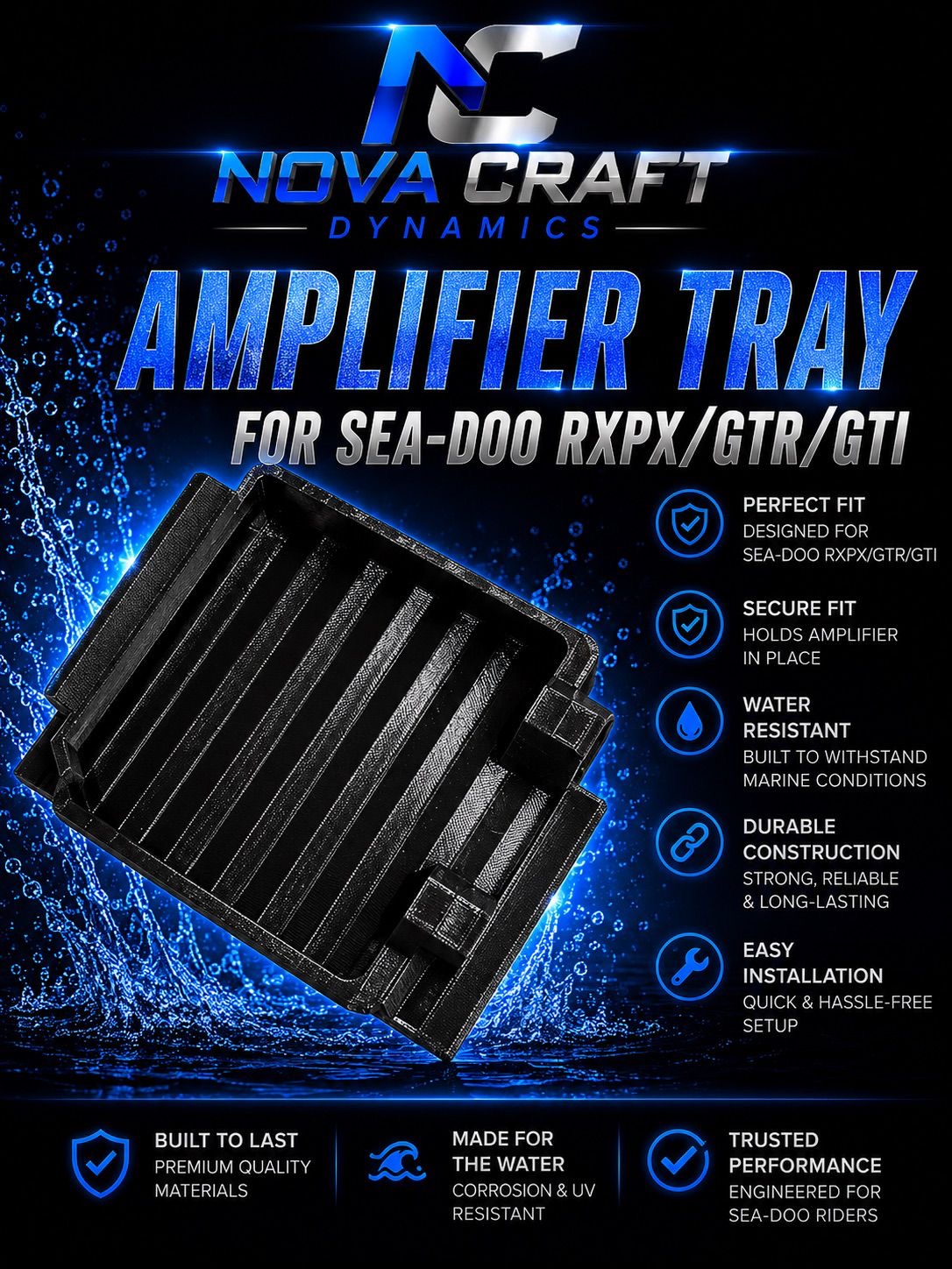Amplifier Tray for Sea-Doo RXPX/GTR/GTI
