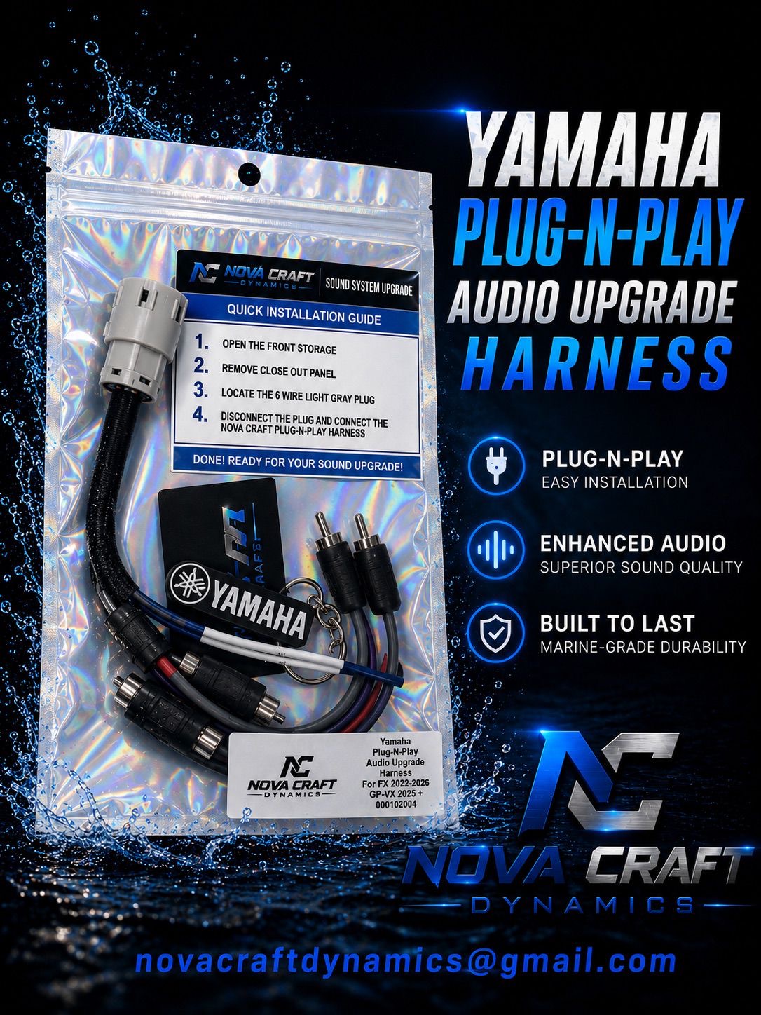 Plug-N-Play Audio Harness for Yamaha (FX 2022-2026, GP-VX 2025+)